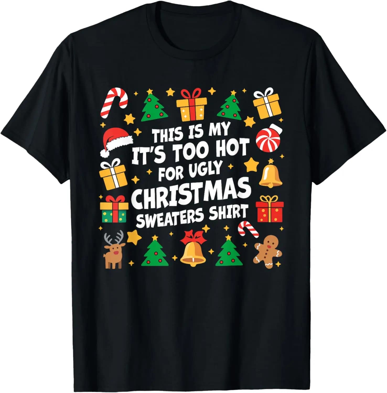 Merry Christmas Candy Cane Christmas Hat This Is My Christmas Funny Xmas PJs Men Women Gift Graphic Tshirts Fashion All-match