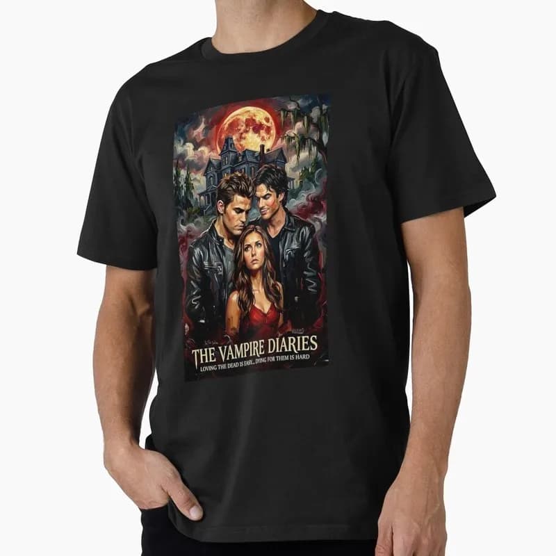 Salvatore Brothers Retro The Vampire Diaries Graphic T‑Shirt TV Show Fan Gift Unisex Y2K Streetwear Short Sleeve Casual Tee Tops