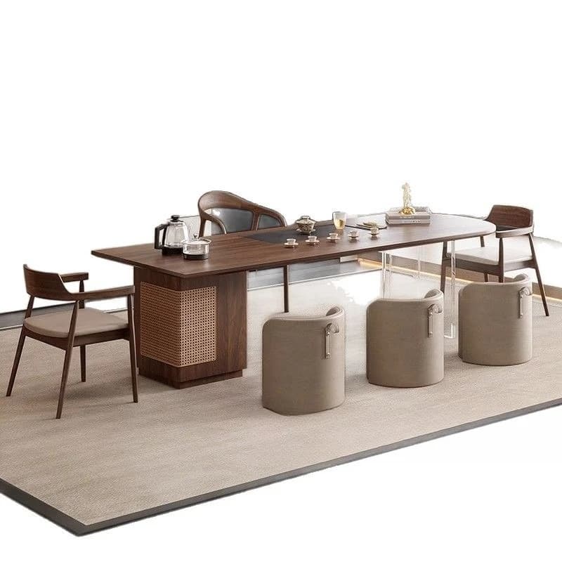 High-end new Chinese style, North American black walnut, Italian island, office, light luxury modern high-end sense