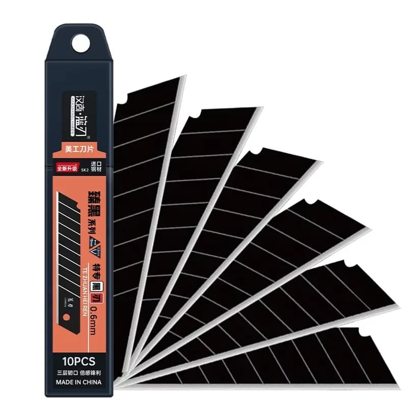 100/10PCS Carbon Steel Replace Utility Knife Blade 100mm*18mm Black DIY Tool Carving Blades For Student Office Station
