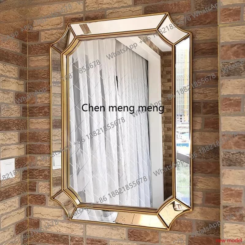 Light luxury bathroom mirror, wall-mounted bathroom dressing, decoration, three-dimensional bathroom mirror  AB