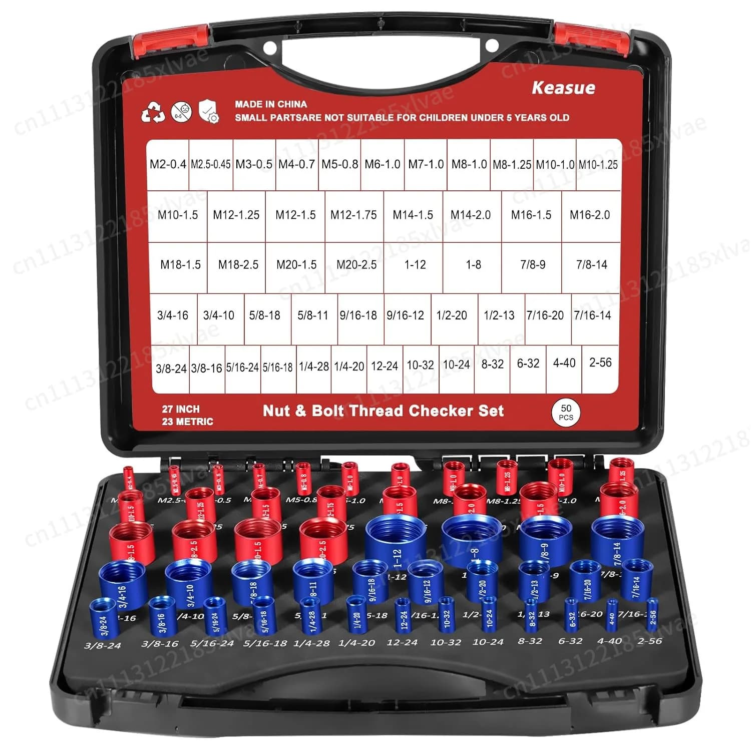 44-piece Se Nut Bolt Thread Checker Gauge Metric & Imperial Thread Size Measuring Tool Set