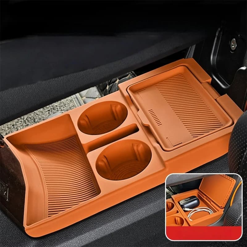 Car Center Console Storage Box Fit for Jetour Shanhai T1 2024 2025 Double-layer Storage Box Silicone Modified Car Accessories