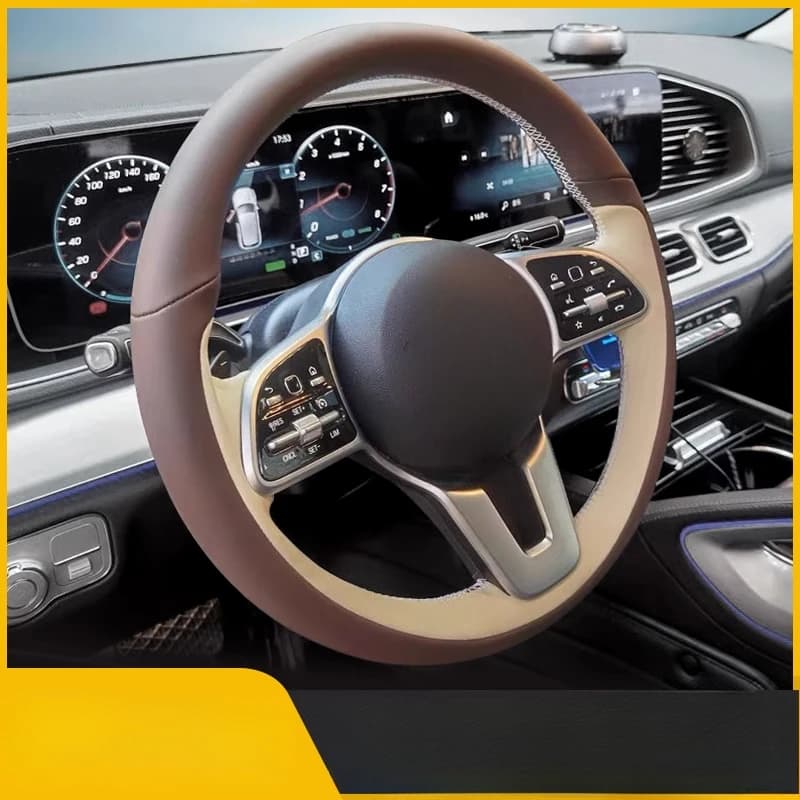 Custom Fit Genuine Leather Hand-Stitched Steering Wheel Cover for Mercedes-Benz C260 E300 GLC300 GLA260 GLB200 GLE220 A200L CLA