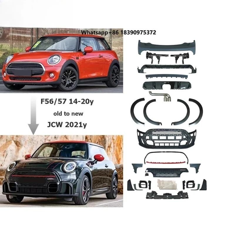 Body Kit Fit for F56 F57 2014-2020 Year Old to New 2021 JCW pp Material Car Bumpers Over Fenders Exhaust Tips Car Accessories