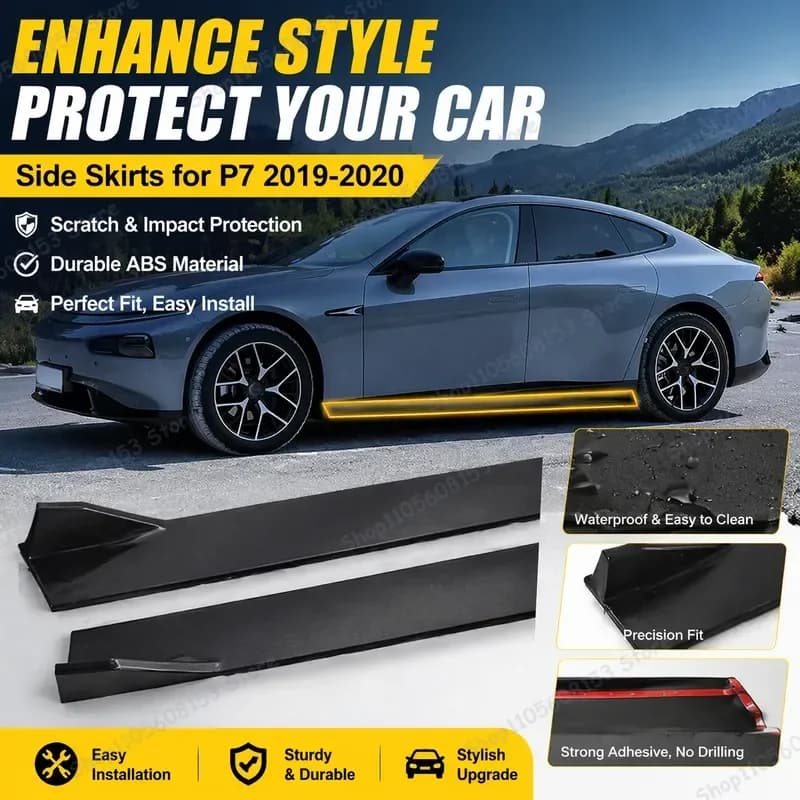 For XPENG P7 2023 2024 Universal Side Skirt Kit 8PCS 2.2M Transparent Winglet Splitters Lip Spoiler Aerodynamic Body Trim