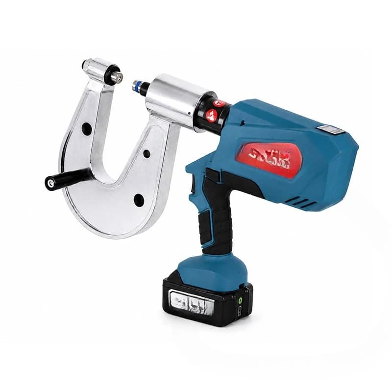 Handheld electric, hydraulic riveting machine, riveting tool, rivet mold