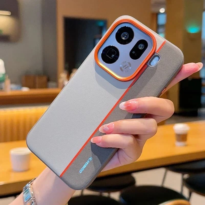 For OPPO Find X9 Pro 5G Case With Red Camera Ring Raised Lens Protection Colorful Faux Leather Protective Hard Cover Accessories