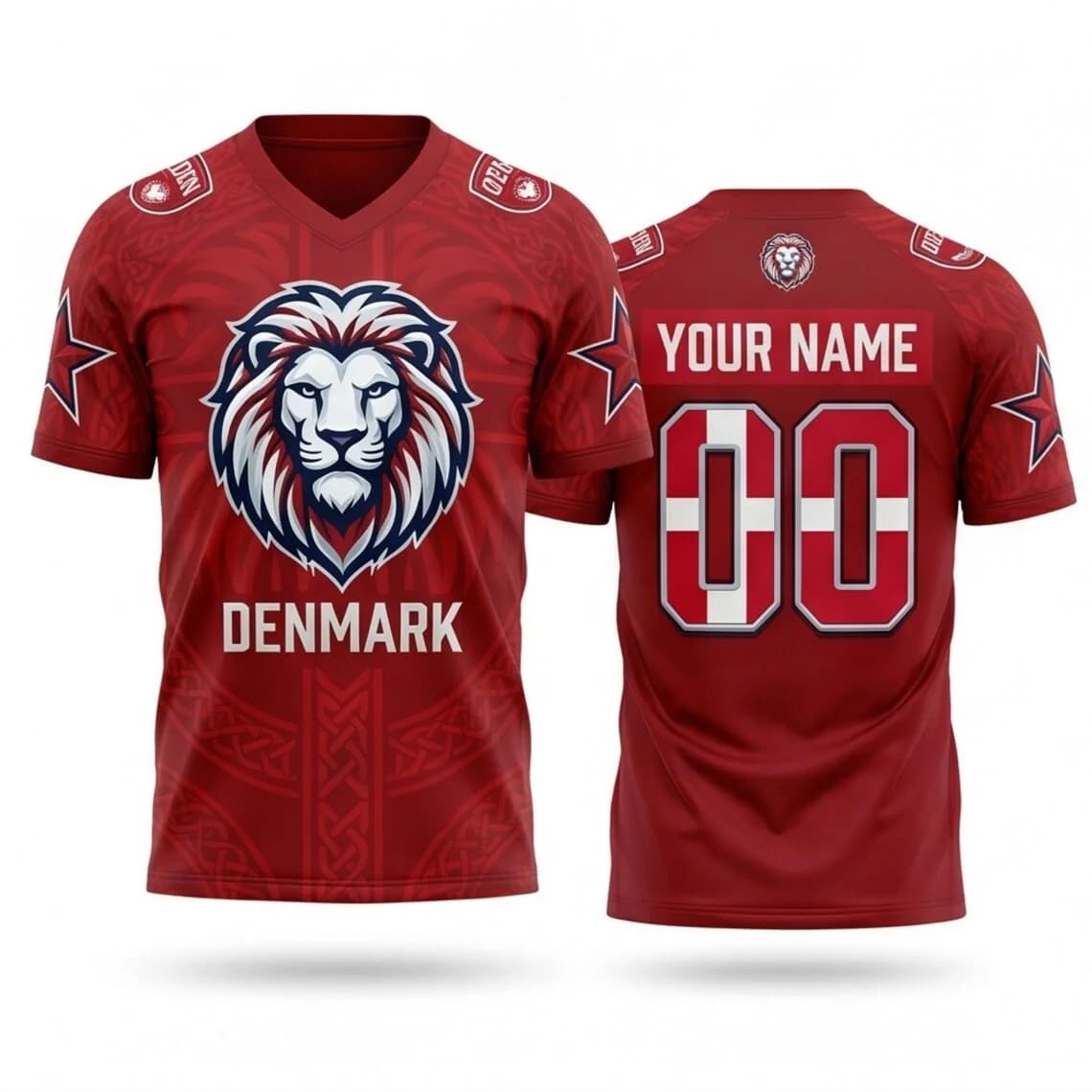 Denmark V Neck Jersey S to 6XL Personalized Name Number Soccer Fan Shirt Game Day Sports Gift