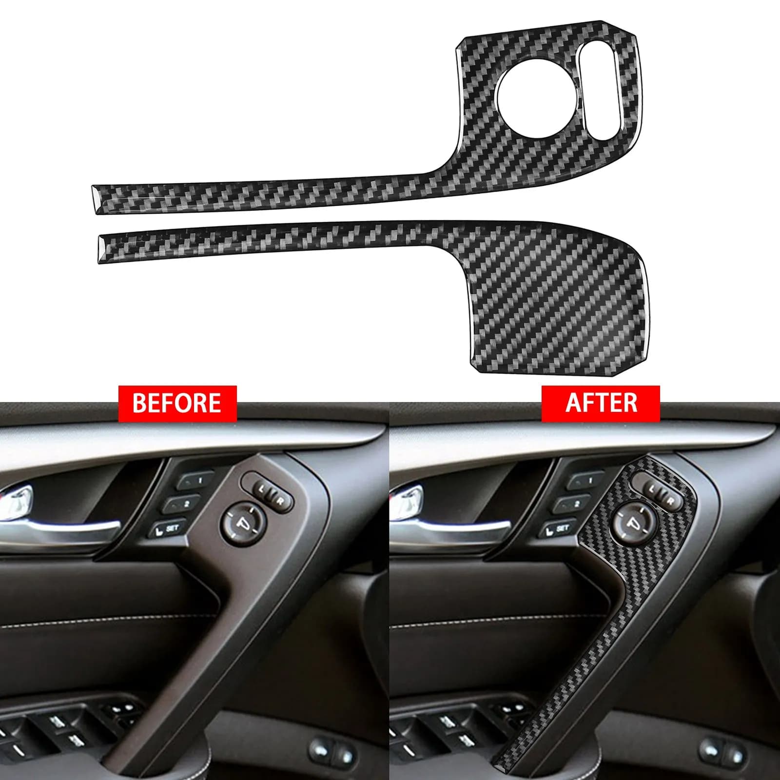 2Pcs Carbon Fiber Car Front Door Pull Cover Trim Stickers Auto Interior Accessories For Honda Acura TL 2009-2014 Styling Parts