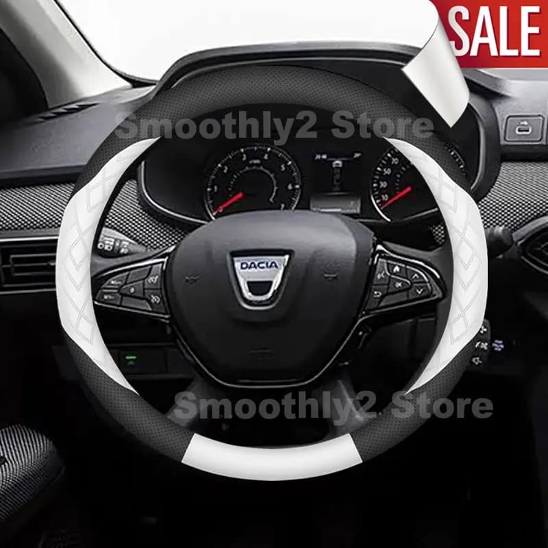 Leather Car Steering Wheel Cover For Dacia Logan Sandero Duster Lodgy Jogger Dokker Spring 2017-2022 2023 2024 Auto Accessories