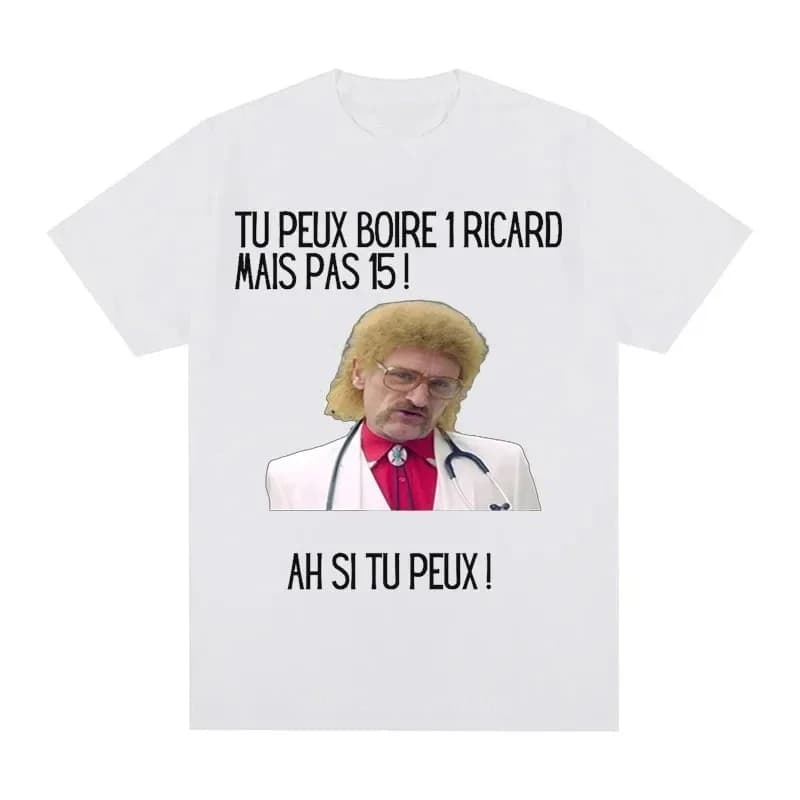 Funny Cotton T-shirt Print You Can Drink A Ricard But Not 15 Graphic Black Classic Tops Summer Short Sleeve Premium Tees