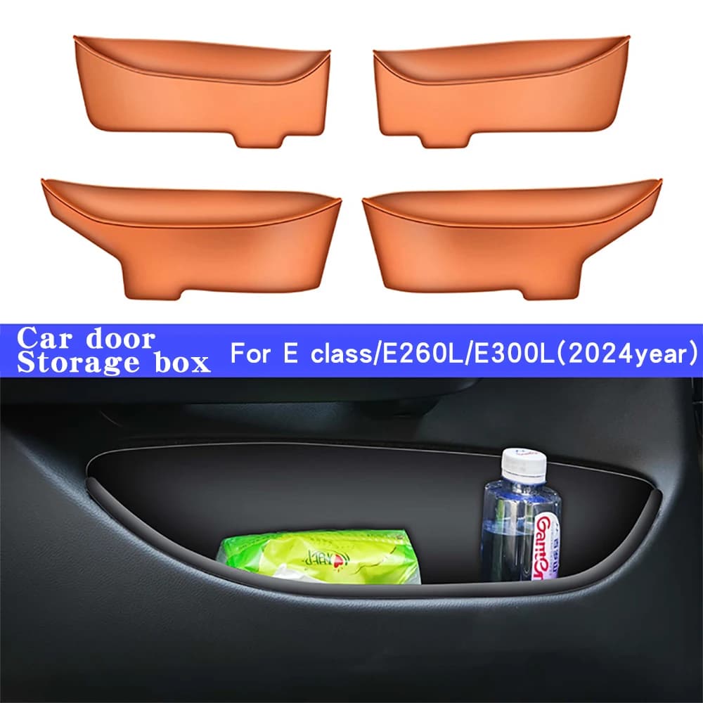 For Mercedes Benz E Class W214 2024 E260 E300 Car Door Storage Box Silicone Waterproof Armrest Organizer Tray Front Rear Door