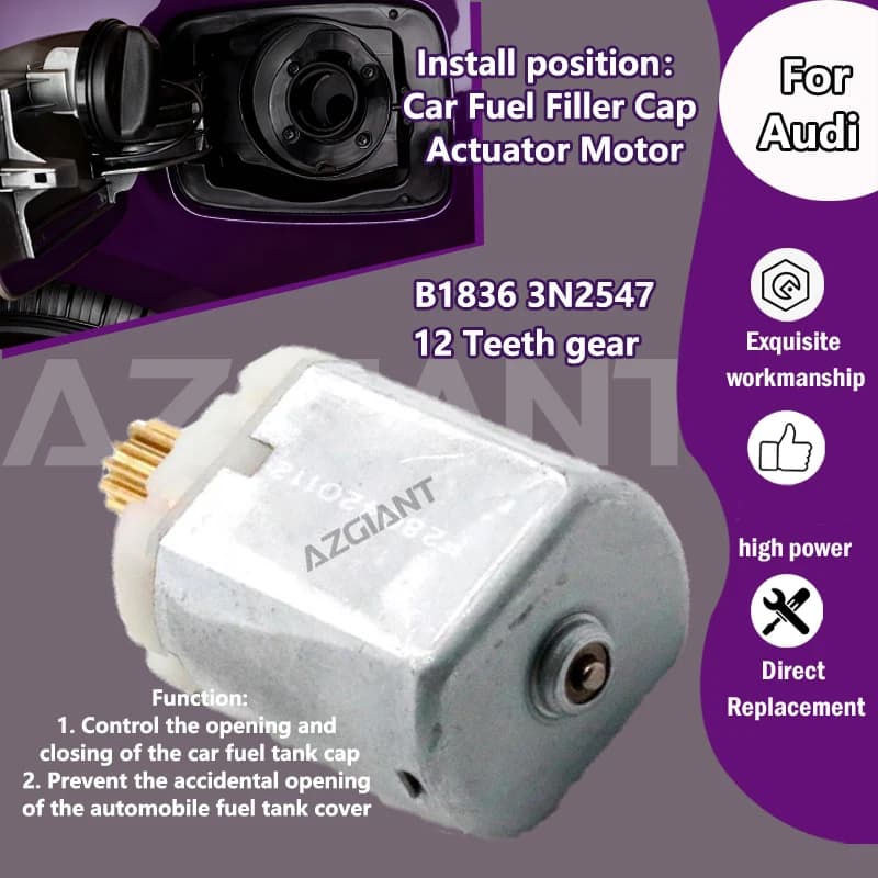 B1836 3N2547 For Audi A3 8P/A4 Quattro S4 RS4 B7 Car Fuel Filler Cap internal 12T copper gear Motor Unable to lock replacement