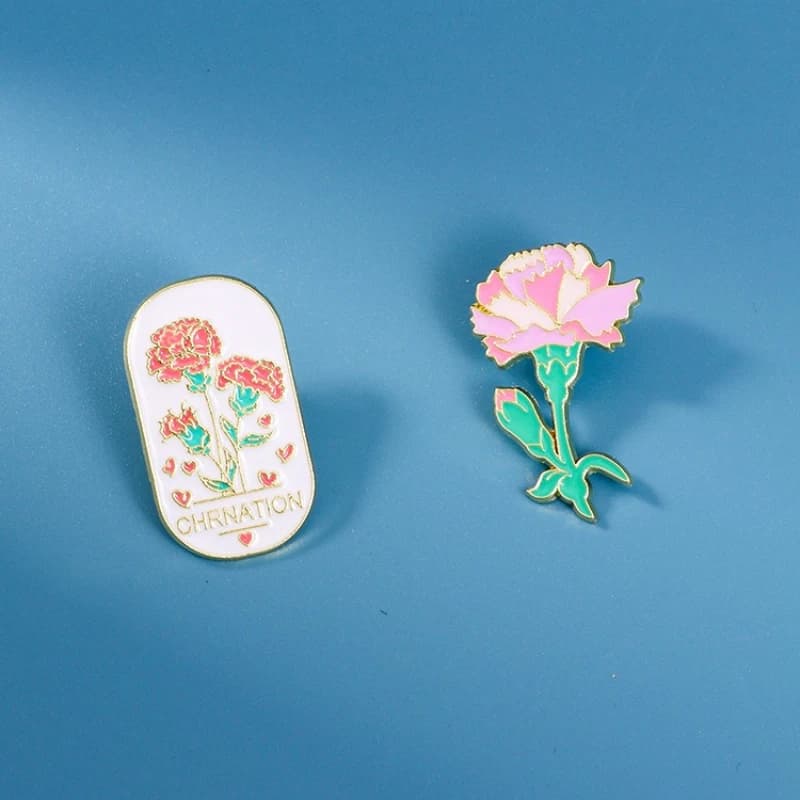 Mother's Day Carnation Flower Design Brooch Alloy Pins Badges Accessory For DIY Bag Clothing Hat Scarf T-shirt Jeans Decoration