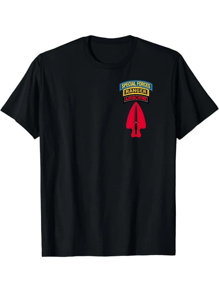 USASOC Shirt- Delta Force- Ranger SF Tab SFOD-D- Classic, 100% Cotton Short-Sleeved Printed T-Shirt.