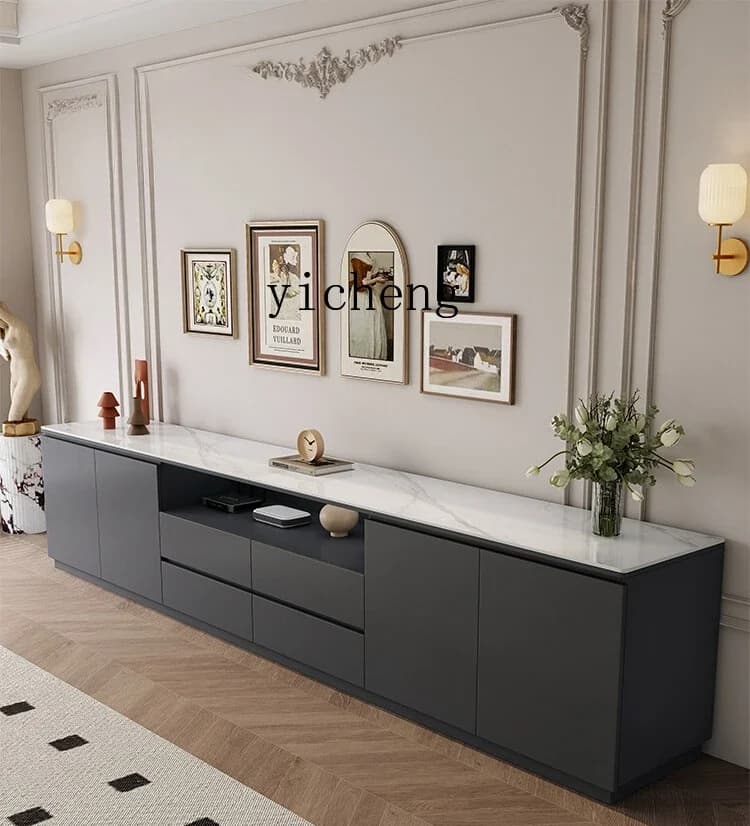 Solid Wood Rock Slab Modern Simple Living Room Small Apartment Bedroom Storage Floor CabinetX24