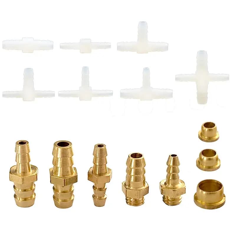 10pcs Lab Plastic Pipe Connector,Copper Ferrule,Fixed Gas Pipe,Plastic Pair,2-way Straight-through 3-way 4-way Connector S