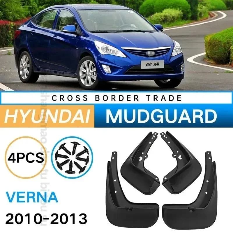 Car Exterior Accessories Mud Flaps for Hyundai Verna 2010-2013 Tire Splash Guards for Fender Protector 4 Pieces Set in Black