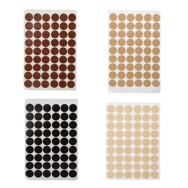 54Pcs Self Adhesive Screw Cover Cap Screw Holes Stickers Wooden Furniture Decor Repair Stickers for Cabinet Shelve Plate