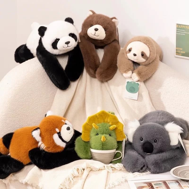 Pillow Animal Koala Cute Cartoon Lying Panda Sloth Dinosaur Stuffed Doll Soft Plushie For Girls Home Decoration Unisex Gifts New