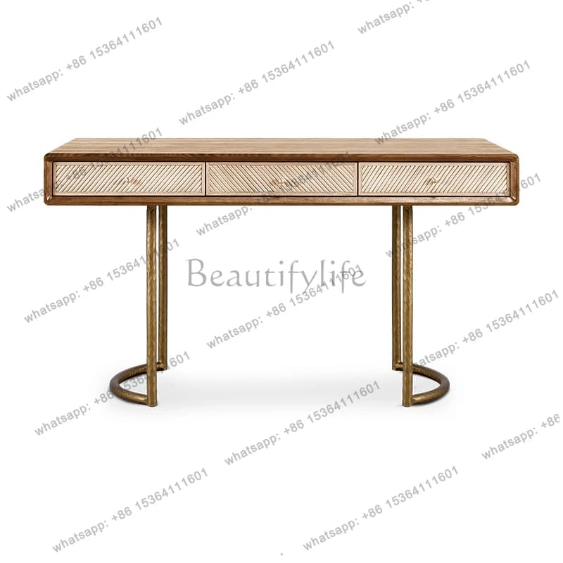 Solid wood desk Nordic B & B home wabi sabi antique wrought iron creative writing desk