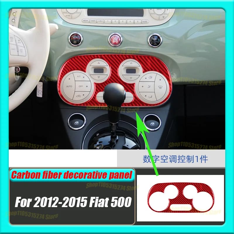 Suitable for 2012-2015 Fiat 500 Car Interior Modification Carbon Fiber Digital Air Conditioning Control Decorative Stickers