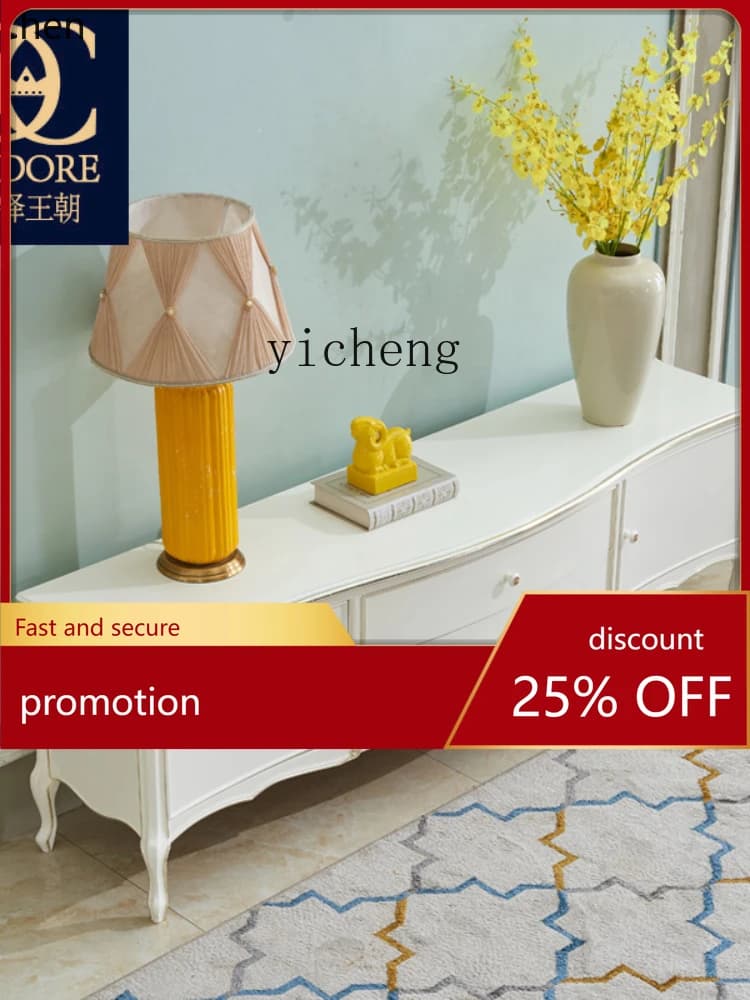 YFY Solid Wood European TV Cabinet TV Cabinet and Tea Table Sets of Furniture High-End