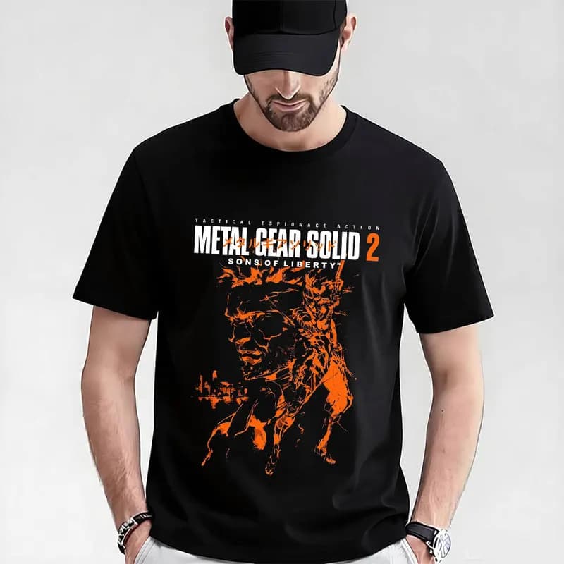 Metal Gear Solid MGS Game Gift T‑Shirt for Gamer 0315 Unisex Cotton Short Sleeve Tees Solid Snake Graphic Print Streetwear Tops