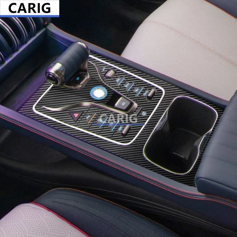 For BYD YUAN PLUS 22-23 Gear Panel Sticker Modified Carbon Fiber Pattern Interior Car Film Accessories Modification