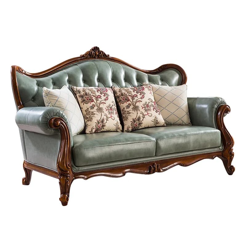 American leather sofa combination small apartment simple retro first-layer cowhide sofa European solid wood sofa