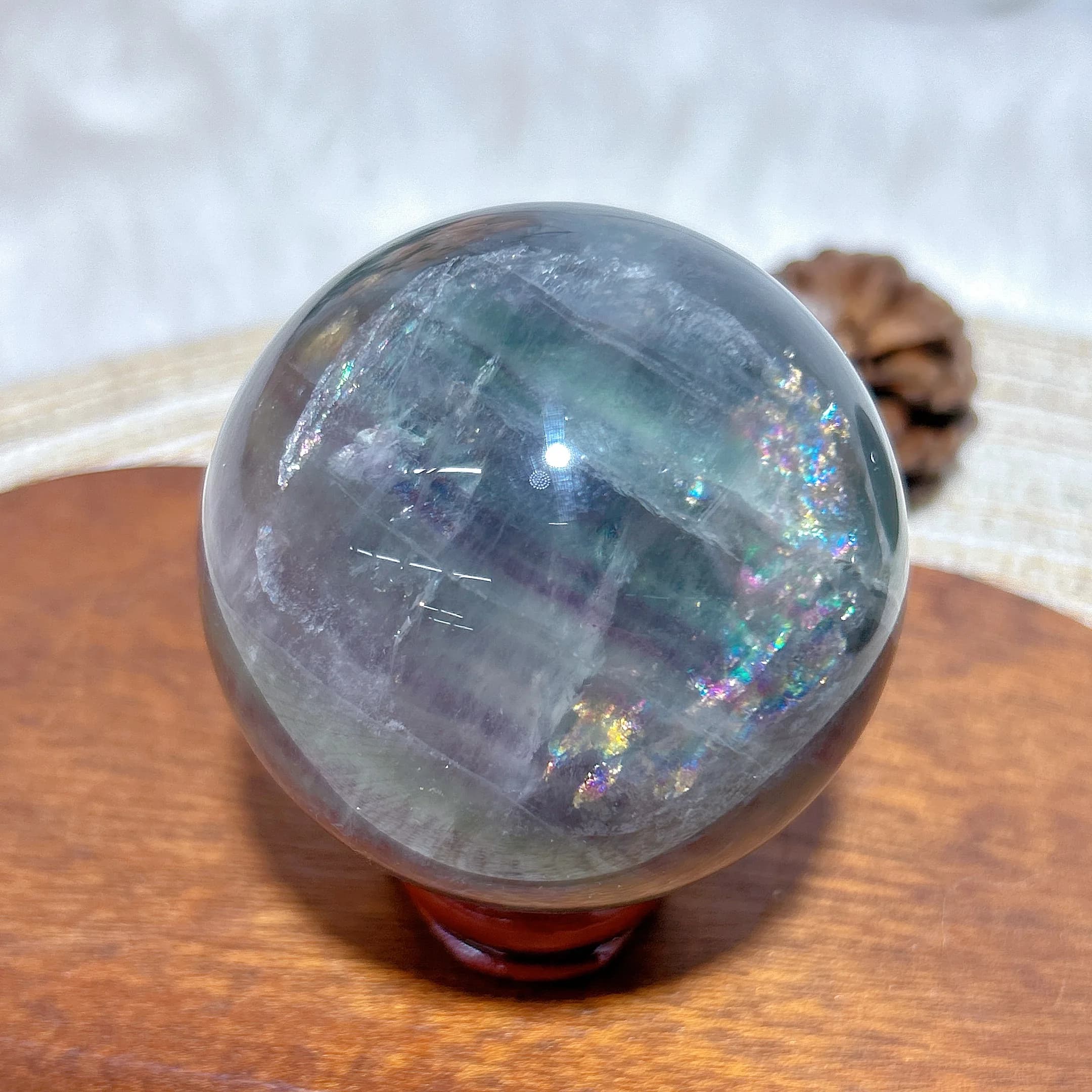 Healing Natural Crystal Rainbow Flashy Fluorite Sphere Polished Ball High Quality Energy Home Decorations Room Derco Gift