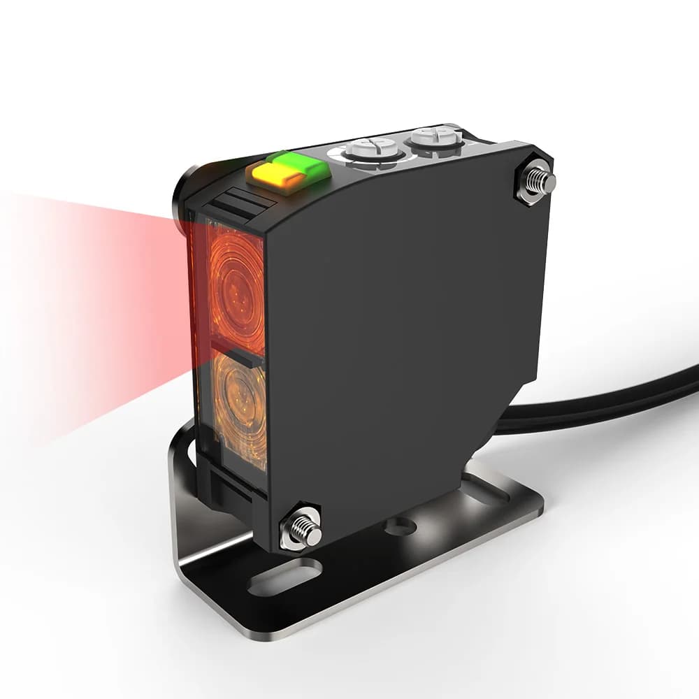 2pcs E3JK photoelectric diffuse sensor 24VDC relay output Retro-reflective infrared square optical photoelectric sensor switch
