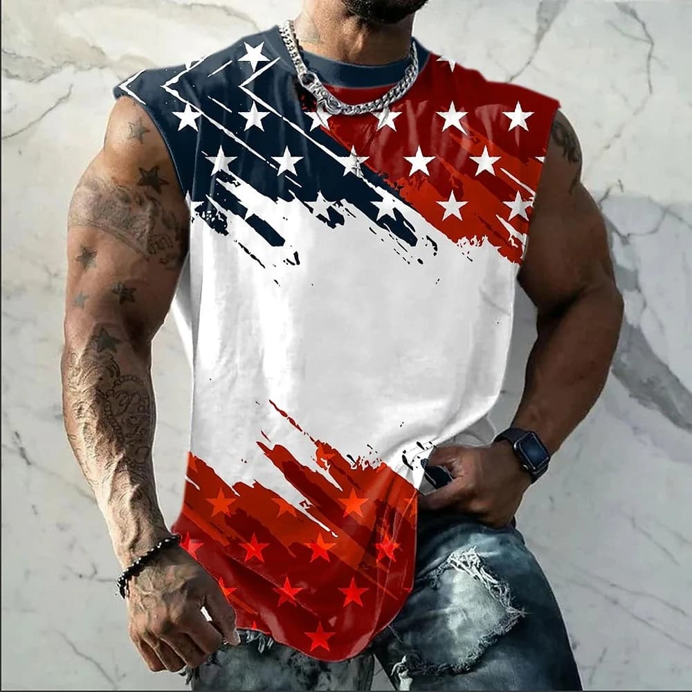 Patriot American Flag 3D print sleeveless Men's T-shirt  spring summer breathable fitness Outdoor leisure t-shirts and tank tops