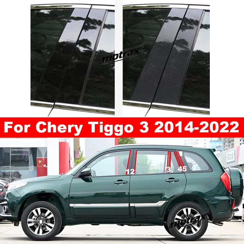 For Chery Tiggo 3 2014-2022 Car B C Pillar Stickers PC Window Trim Cover Middle Pillar Decorative Exterior Accessories