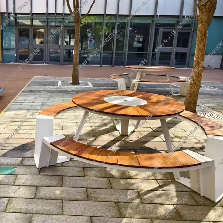 Outdoor table and chair combination high-end leisure villa courtyard open-air stainless steel outdoor patio table and chair