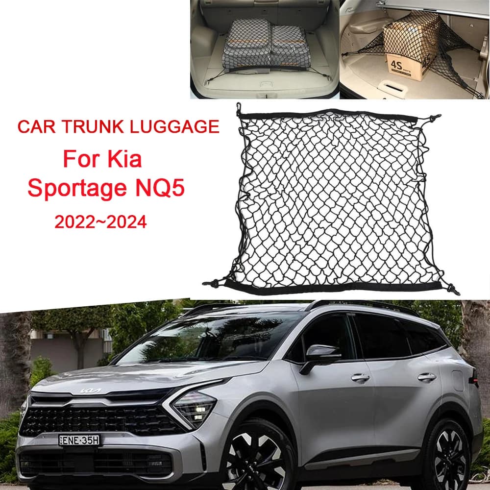 Car Rear Trunk Net for Kia Sportage NQ5 Elastic Luggage Net Cargo Organizer Storage Nylon Mesh Net Stretchable Auto Accessories