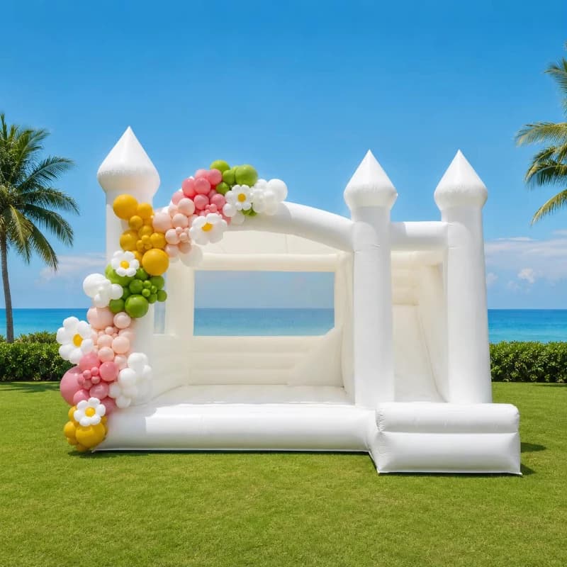 Popular pure white wedding inflatable trampoline, stylish design, suitable for all wedding decorations
