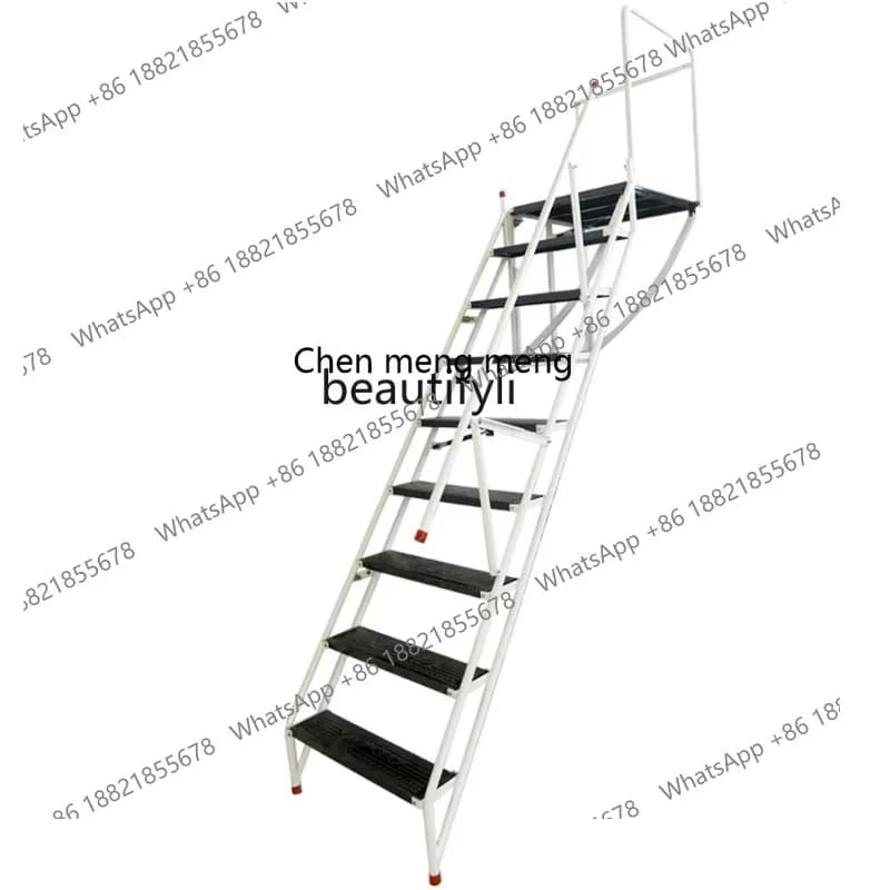 S7486 ss yj Household Wall-Mounted Folding Stair Outdoor Storage Ladder Thickened Carbon Steel Stairs Invisible Ladder