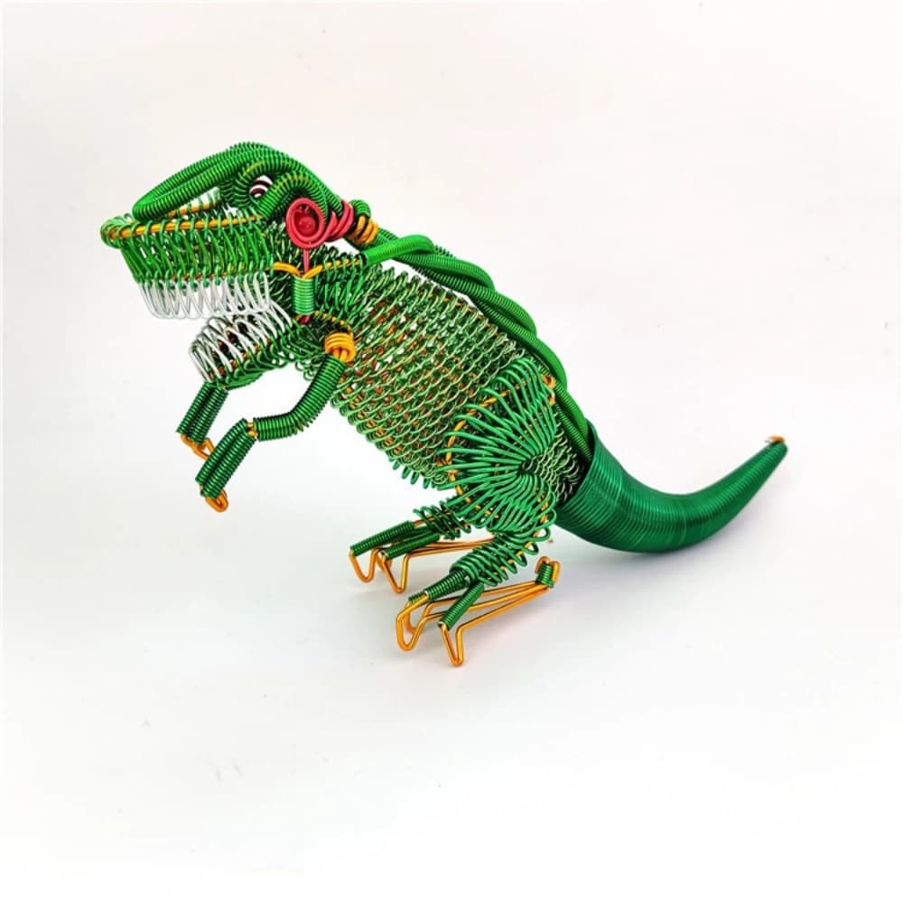 Handwoven Colourful 3D Dinosaur-shaped Metal Aluminium Wire Ornament, Animal Craft Model Home and Office Desktop Decoration Gift
