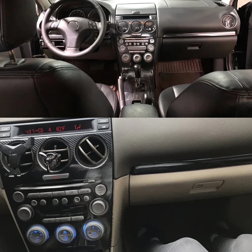 For Mazda 6 2003-2005 Interior Central Control Panel Door Handle 3D 5D Carbon Fiber Stickers Decals Car Styling Accessorie