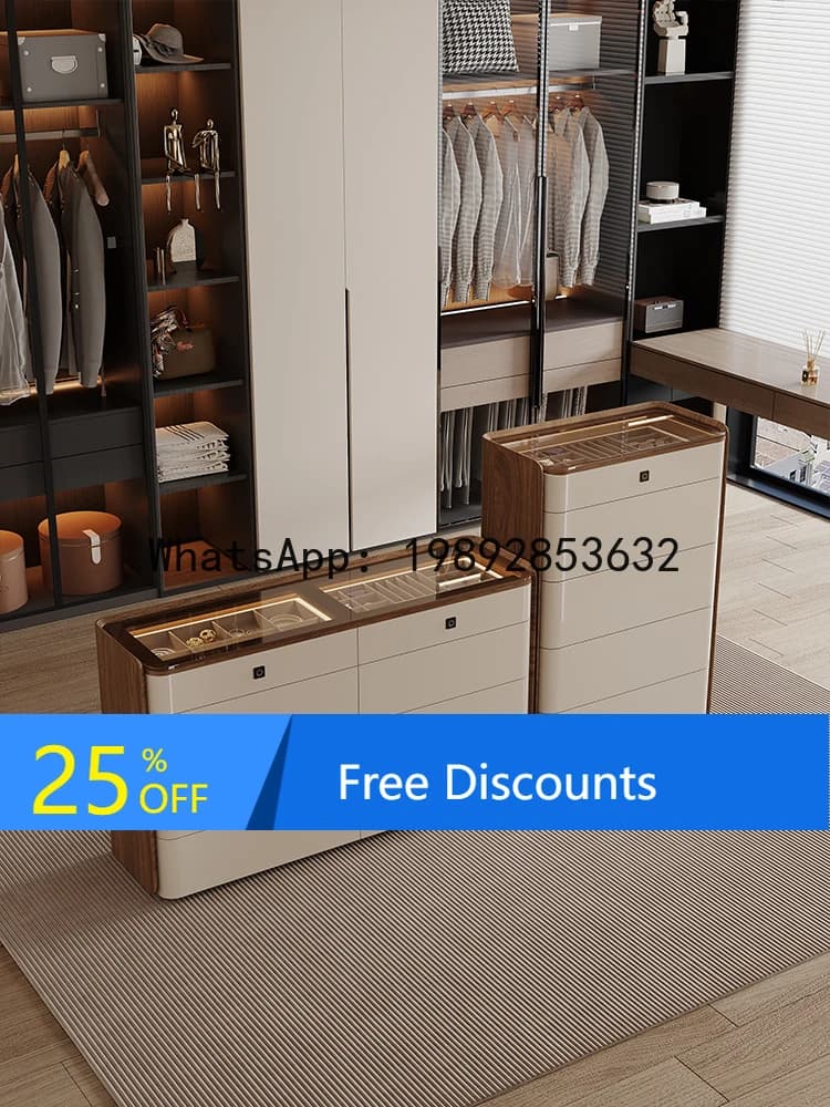 LYY Vintage Style Bedroom Eight-Drawer Cabinet High-End Storage Bedside Organizer with Lock Original Dressing ewelry Integrated