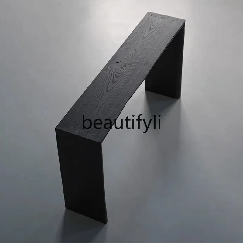 Japanese Minimalist White Wax Wood Entryway Table Solid Wood Entryway Table Simple Long Table
