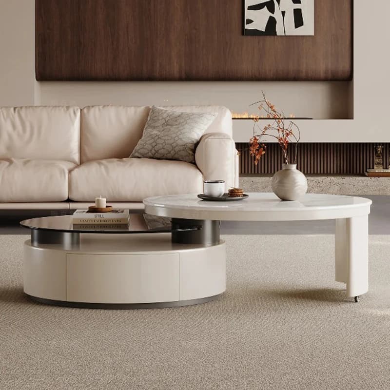 Save Space Luxury Coffee Table Minimalist Premium Effect Cream Cloud White Coffee Table Unique Simple Couchtisch Home Decoration