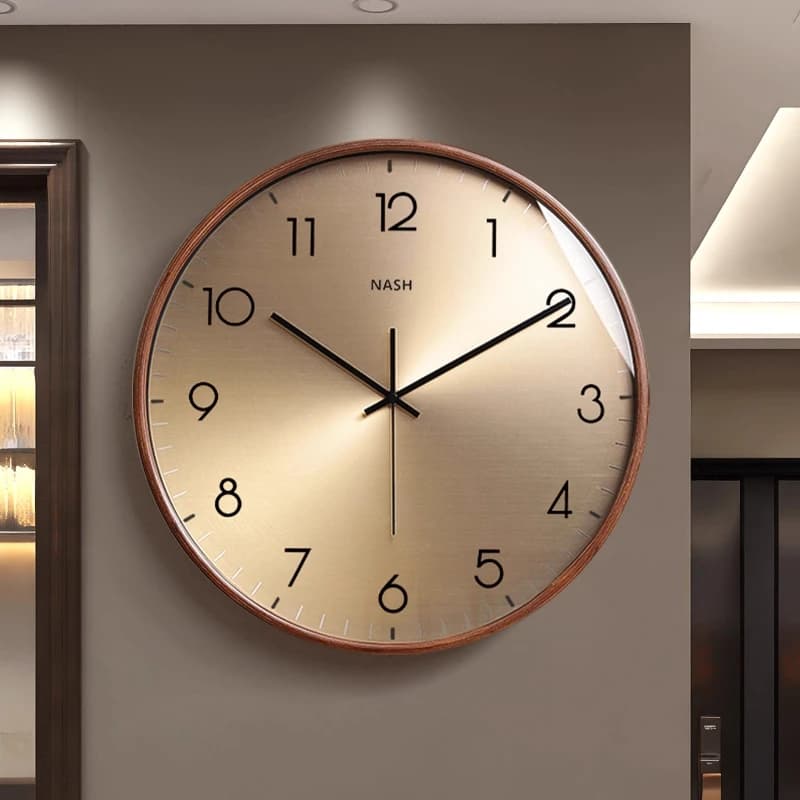 2025 New Model Living Room Wall Clock Natural Solid Wood Digital Clock Mural Restaurant Mute Quartz Clock Watch Home Decor Items
