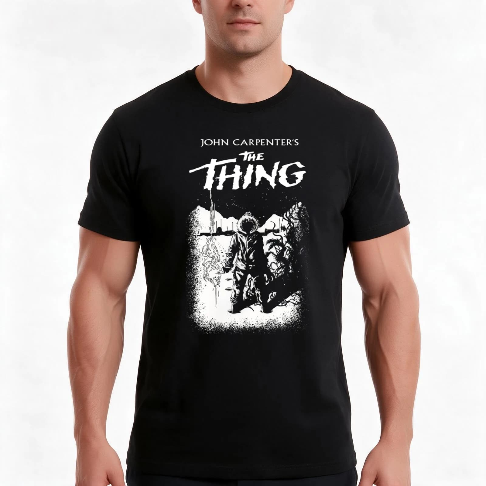 The Thing Carpenter T-Shirt, Summer Casual Cotton Tee, Oversized Streetwear Tops, Vintage Graphic Print, Loose Fit Short Sleeve