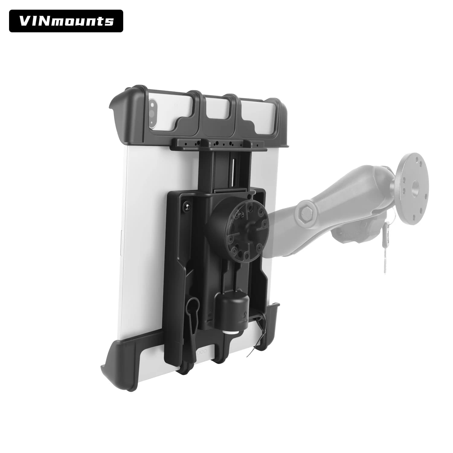 VINmountsRuggedIndustrialAntiTheftTabletHolderMountforSamsungPanasonic260~290*220*25mmHeavyDutyAdjustableBracketVIN-PBJ-08-LOCK