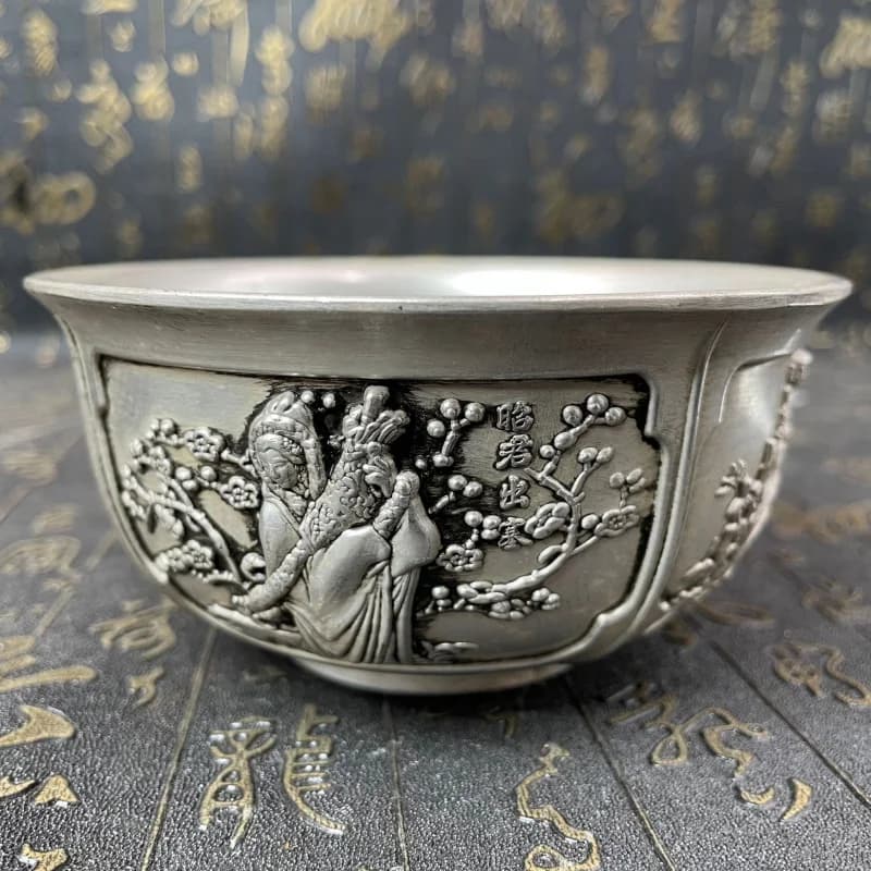 Crafts Bronze Ware Qianlong Year Four Beauties Image Bowl Home Decor Ornament Crafts