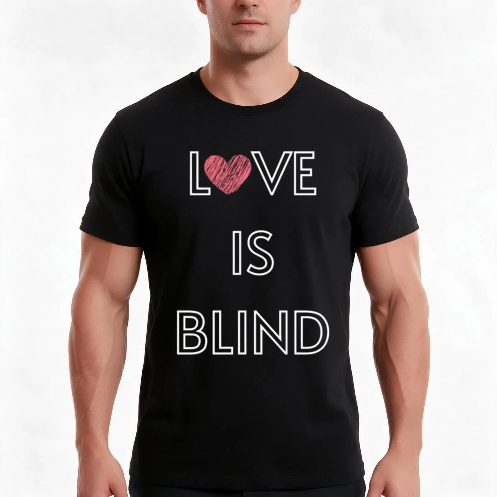 Love Is Blind T-Shirt, Summer Casual Cotton Tee, Oversized Streetwear Tops, Vintage Graphic Print, Loose Fit Short Sleeve