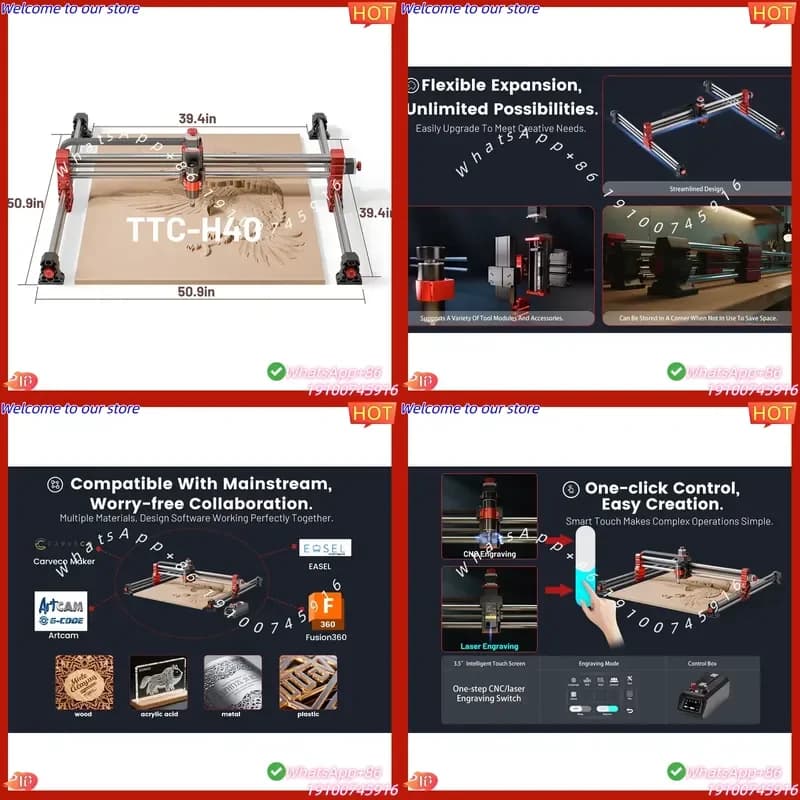 2026CE For Shenzhen TTCH40 500W High Precision Single Spindle ATC 4-Axis CNC Router Wood Carving Machine 1 Year Warranty for